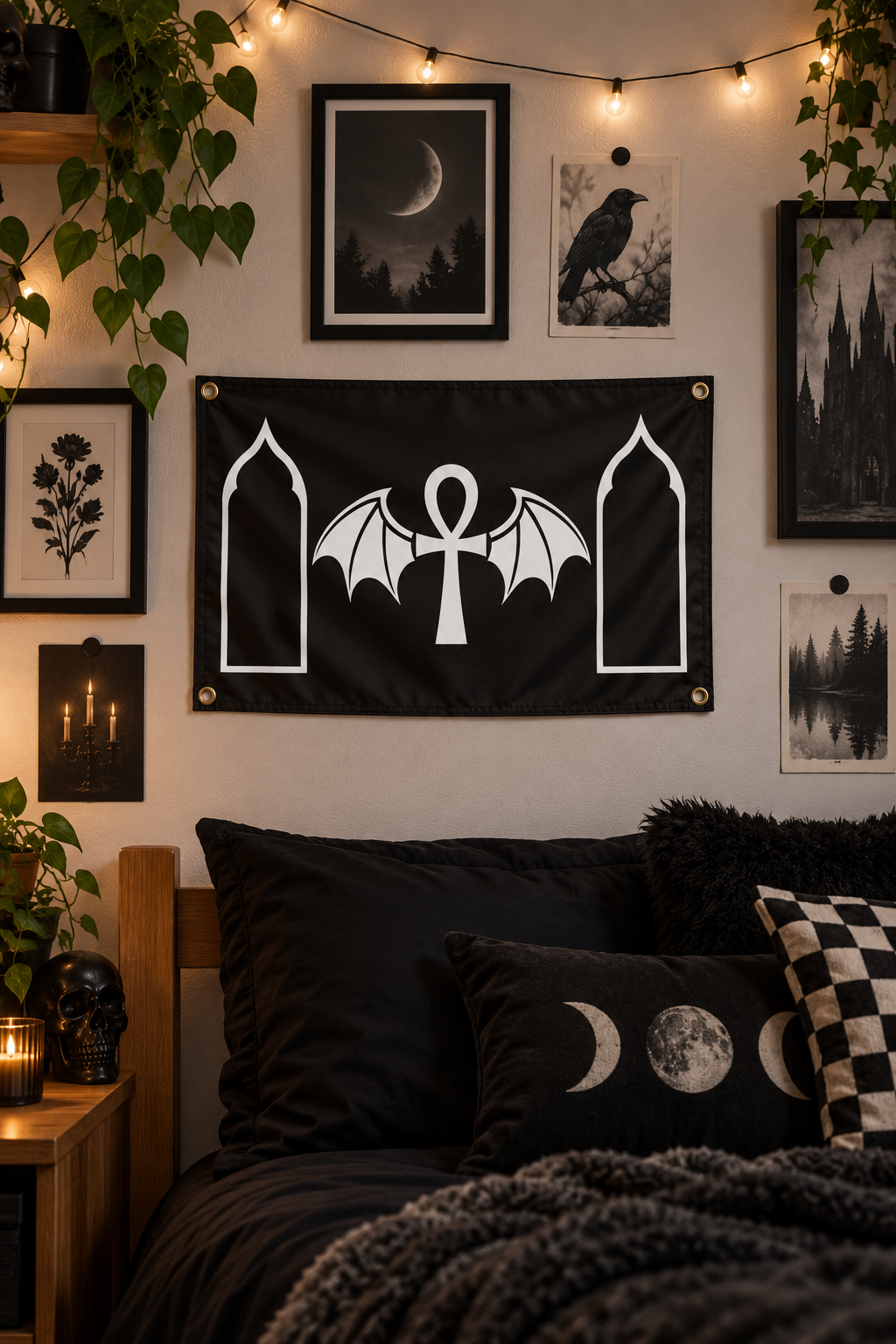 The Standard of Nocturne | Gothic Ankh and Bat Flag