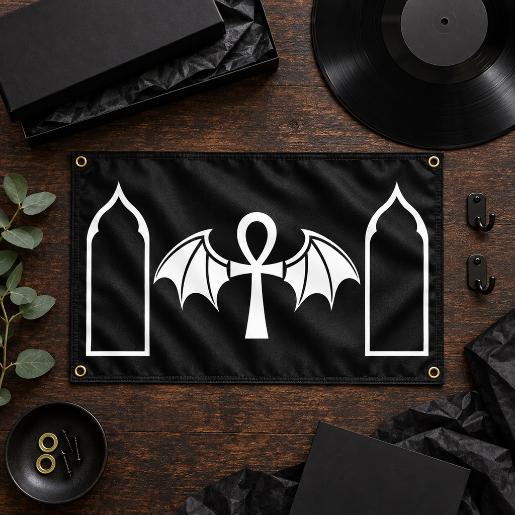 The Standard of Nocturne | Gothic Ankh and Bat Flag