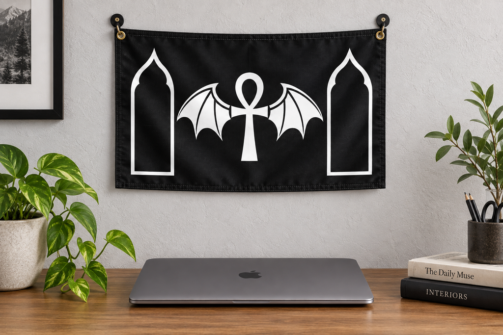 The Standard of Nocturne | Gothic Ankh and Bat Flag