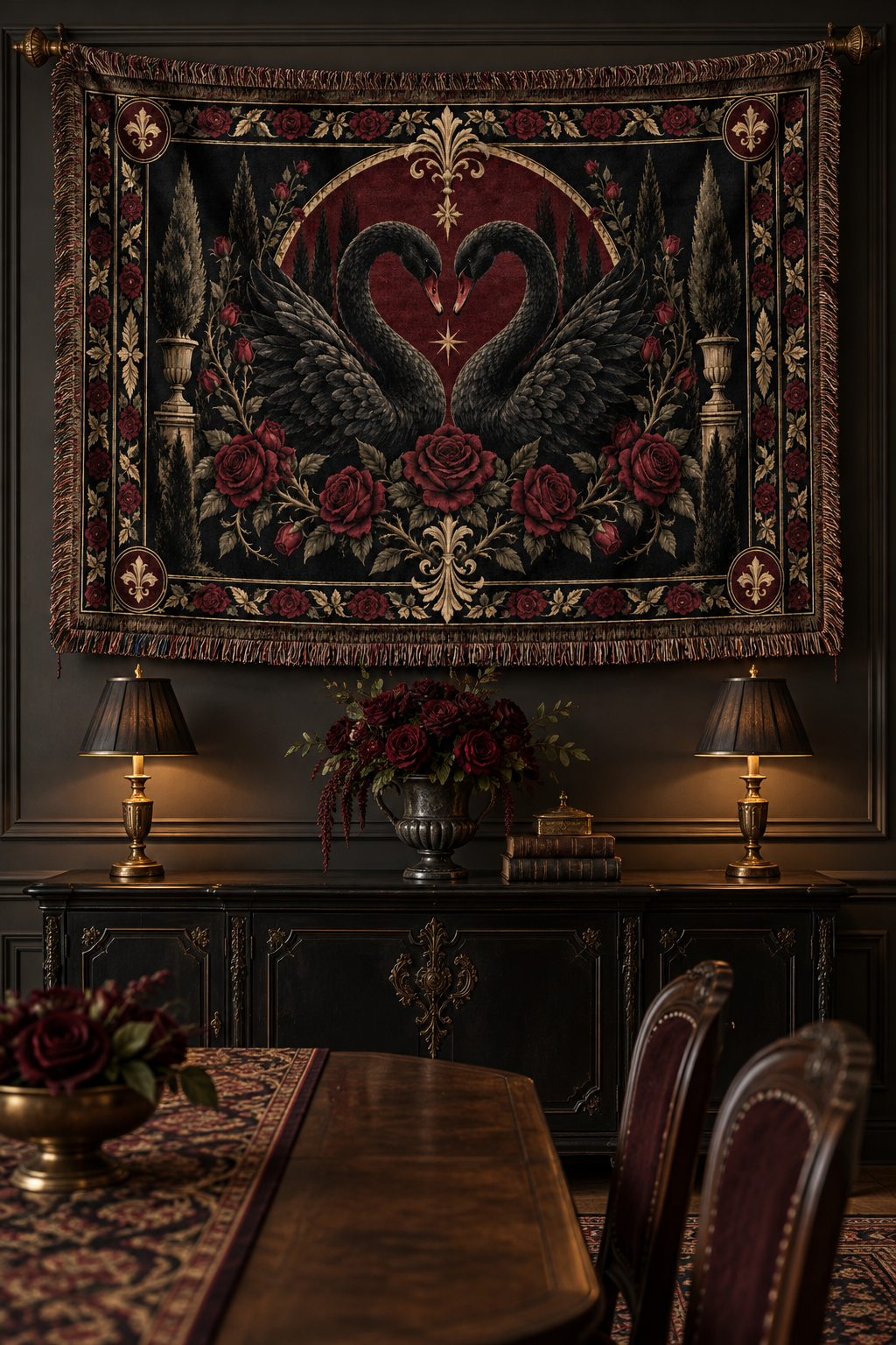 The Black Swan Vow | Gothic Woven Blanket