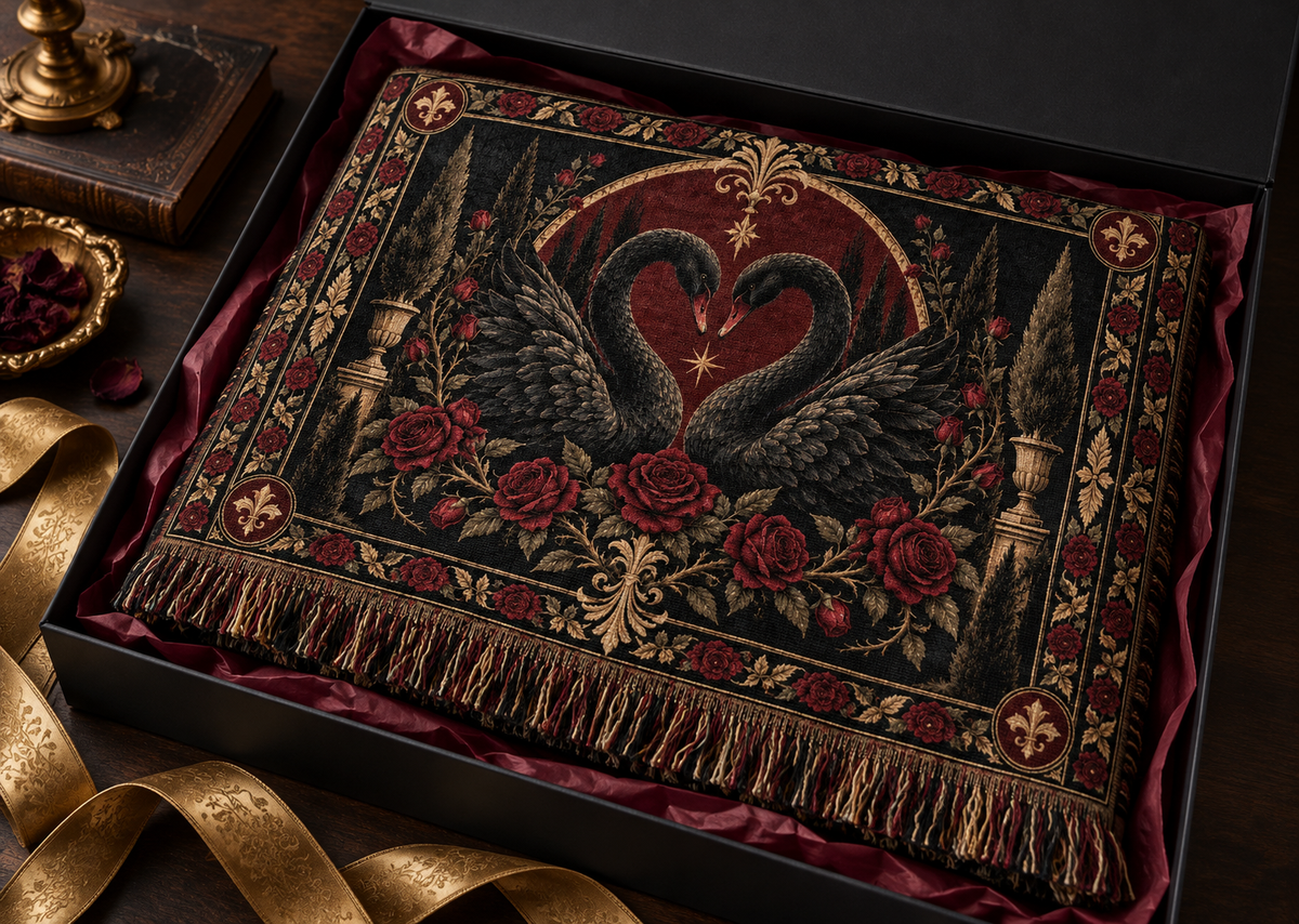The Black Swan Vow | Gothic Woven Blanket