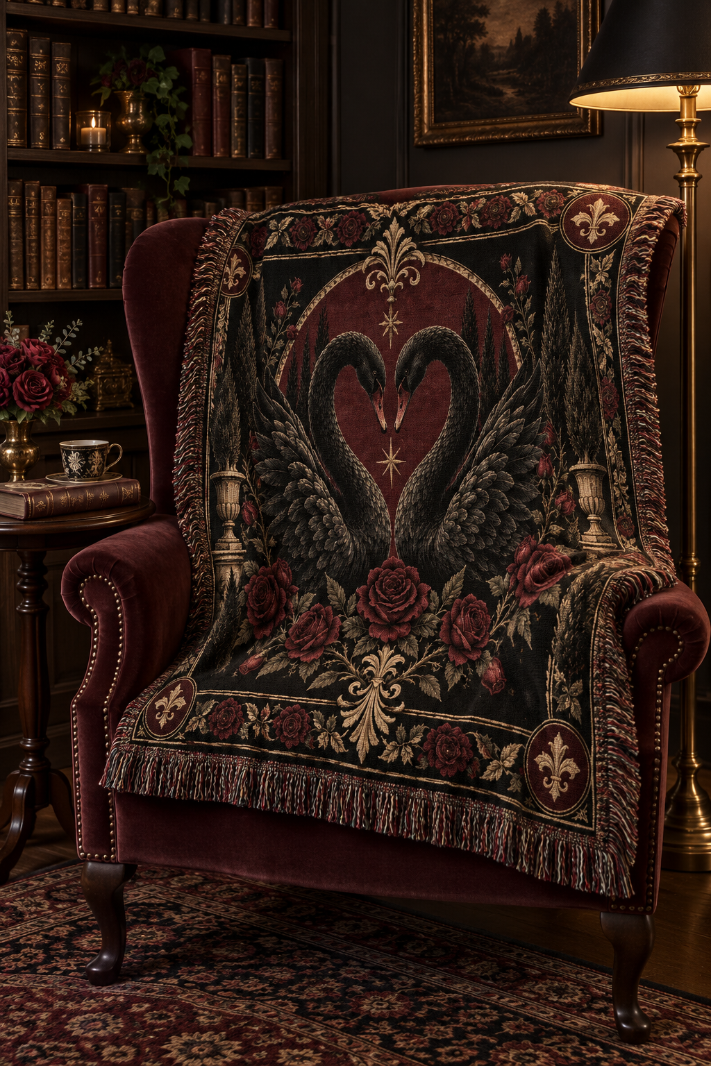 The Black Swan Vow | Gothic Woven Blanket