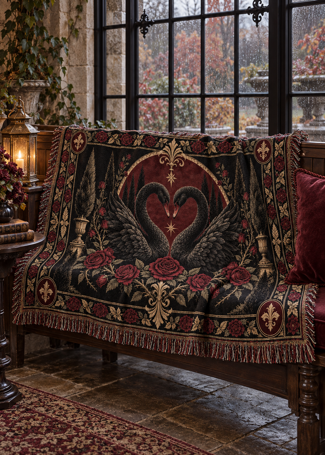 The Black Swan Vow | Gothic Woven Blanket