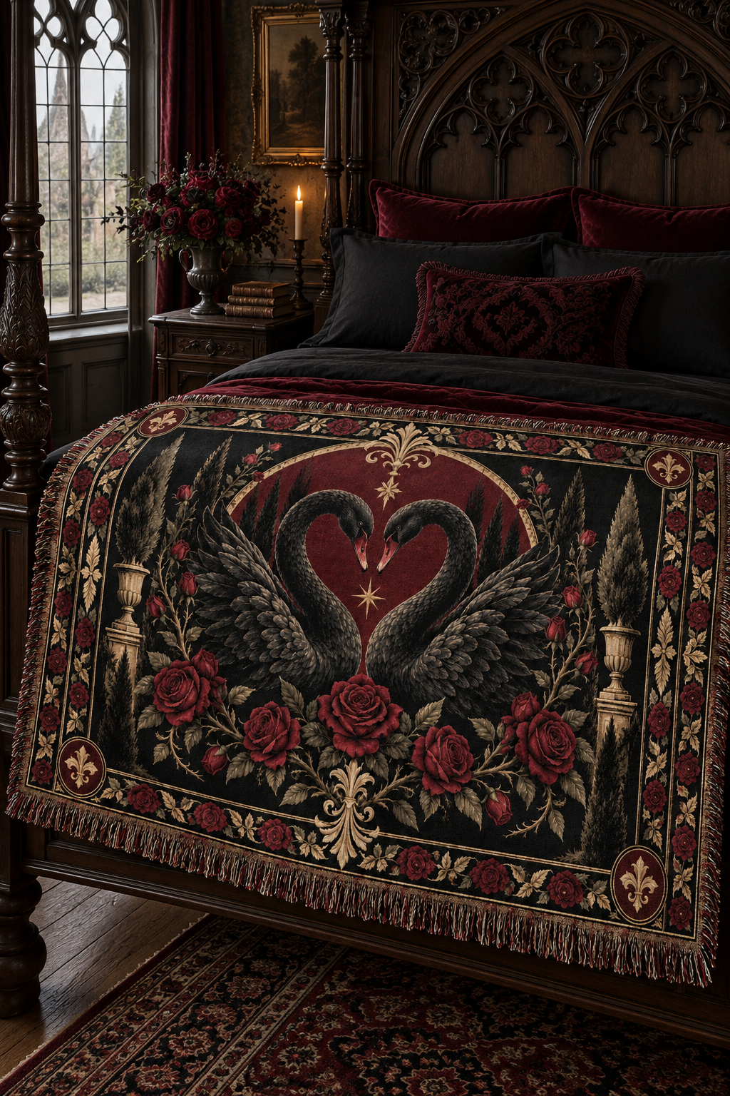 The Black Swan Vow | Gothic Woven Blanket
