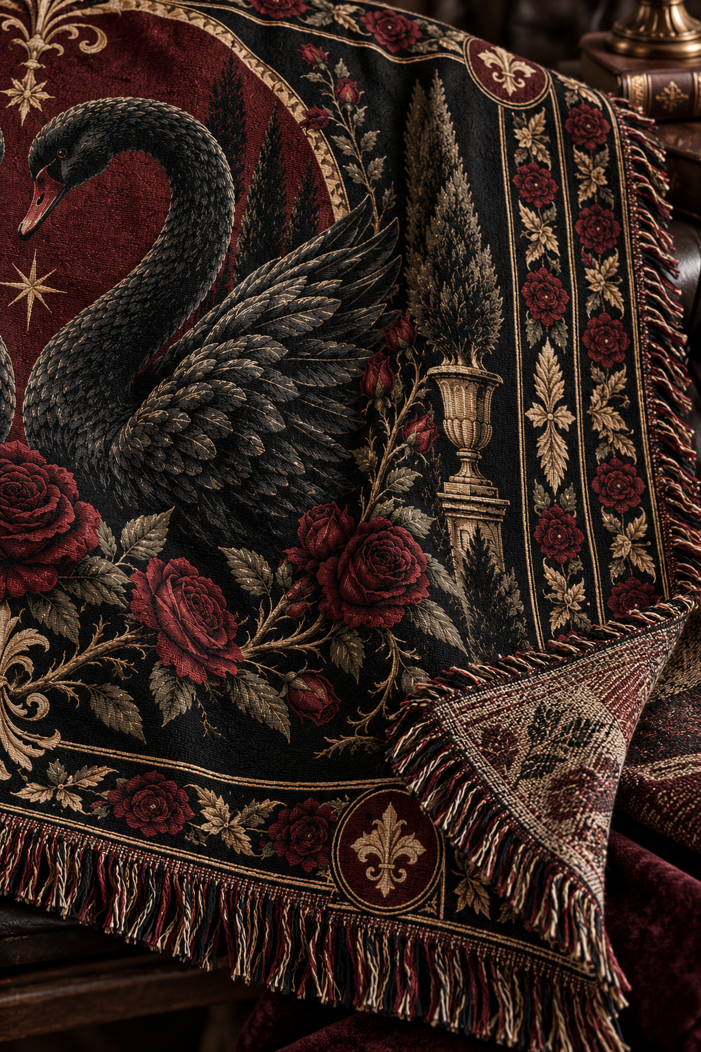 The Black Swan Vow | Gothic Woven Blanket
