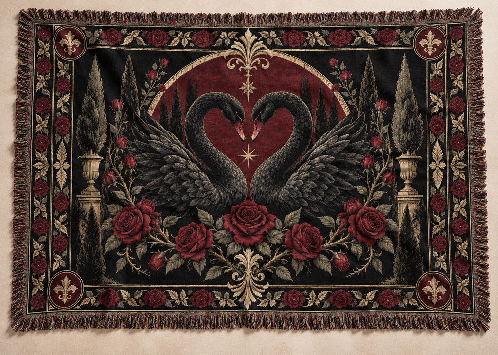 The Black Swan Vow | Gothic Woven Blanket