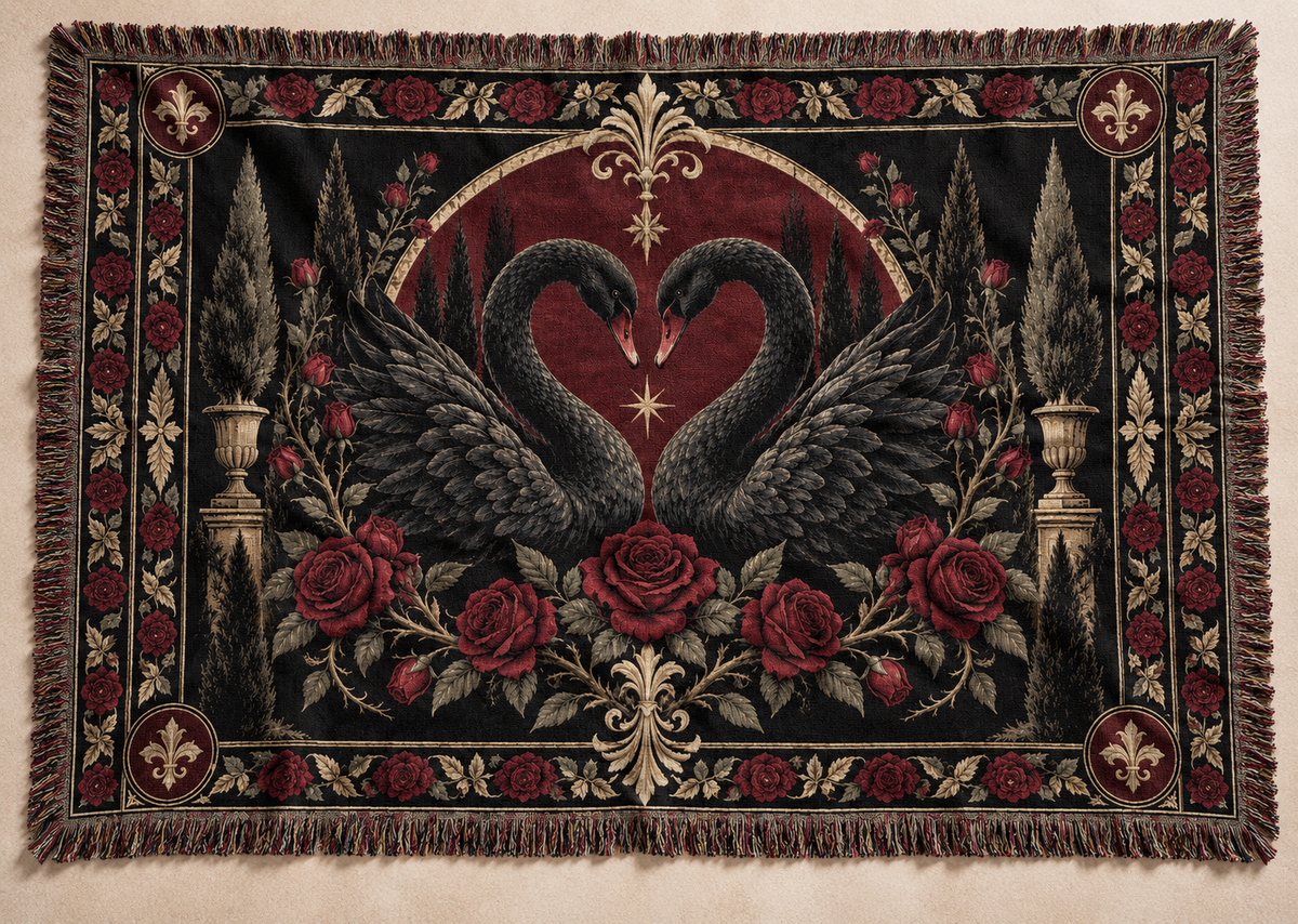 The Black Swan Vow | Gothic Woven Blanket