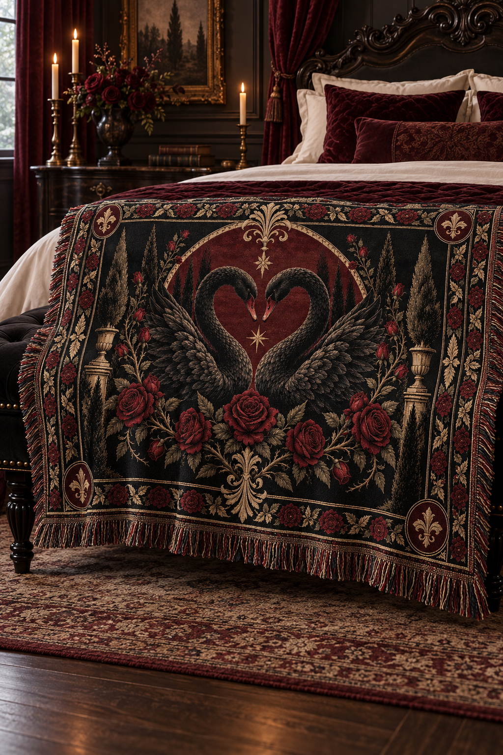 The Black Swan Vow | Gothic Woven Blanket