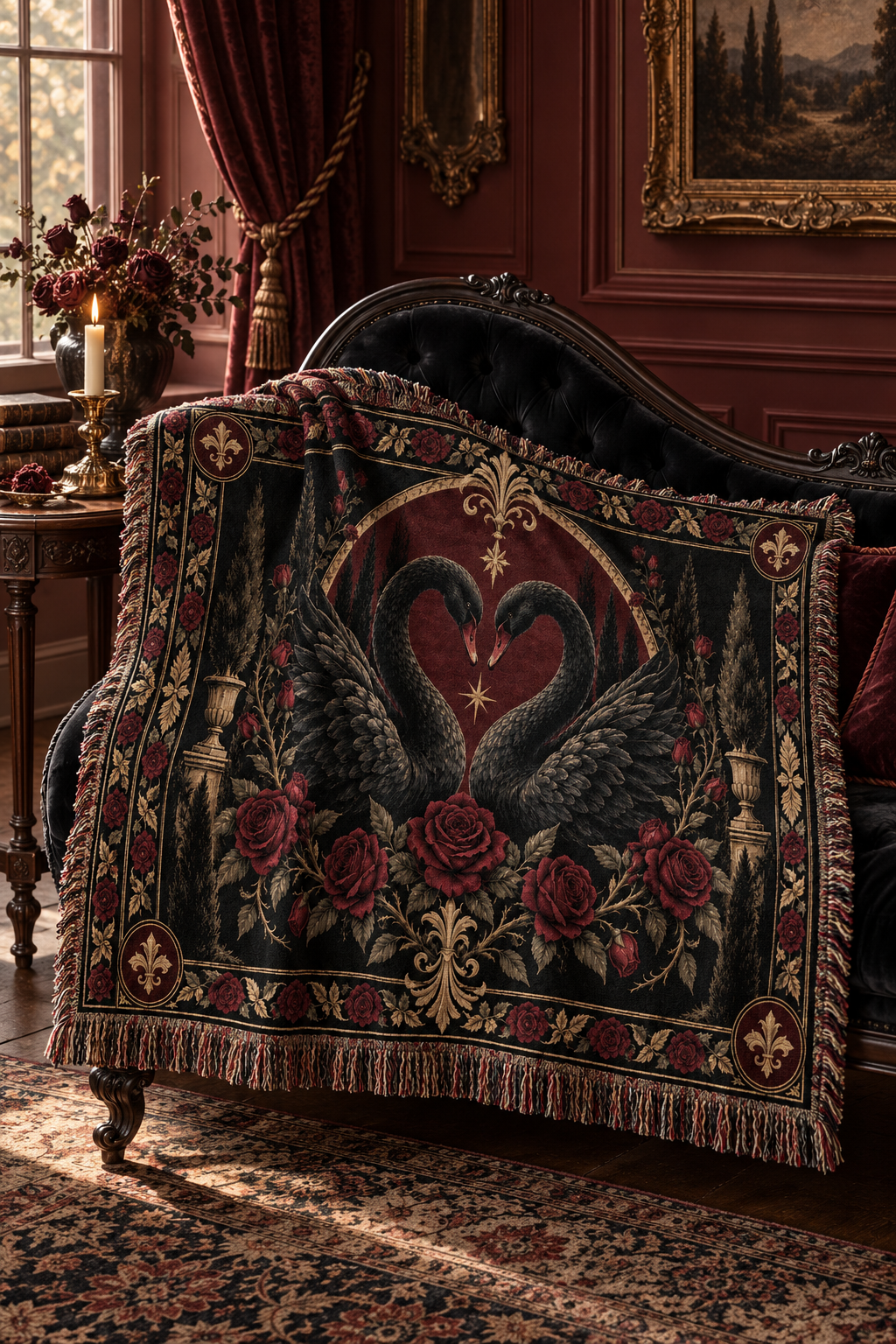 The Black Swan Vow | Gothic Woven Blanket