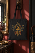 The Nocturne Crest | Gothic Black Canvas Tote