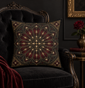 The Midnight Rose Window | Gothic Faux-Suede Pillow