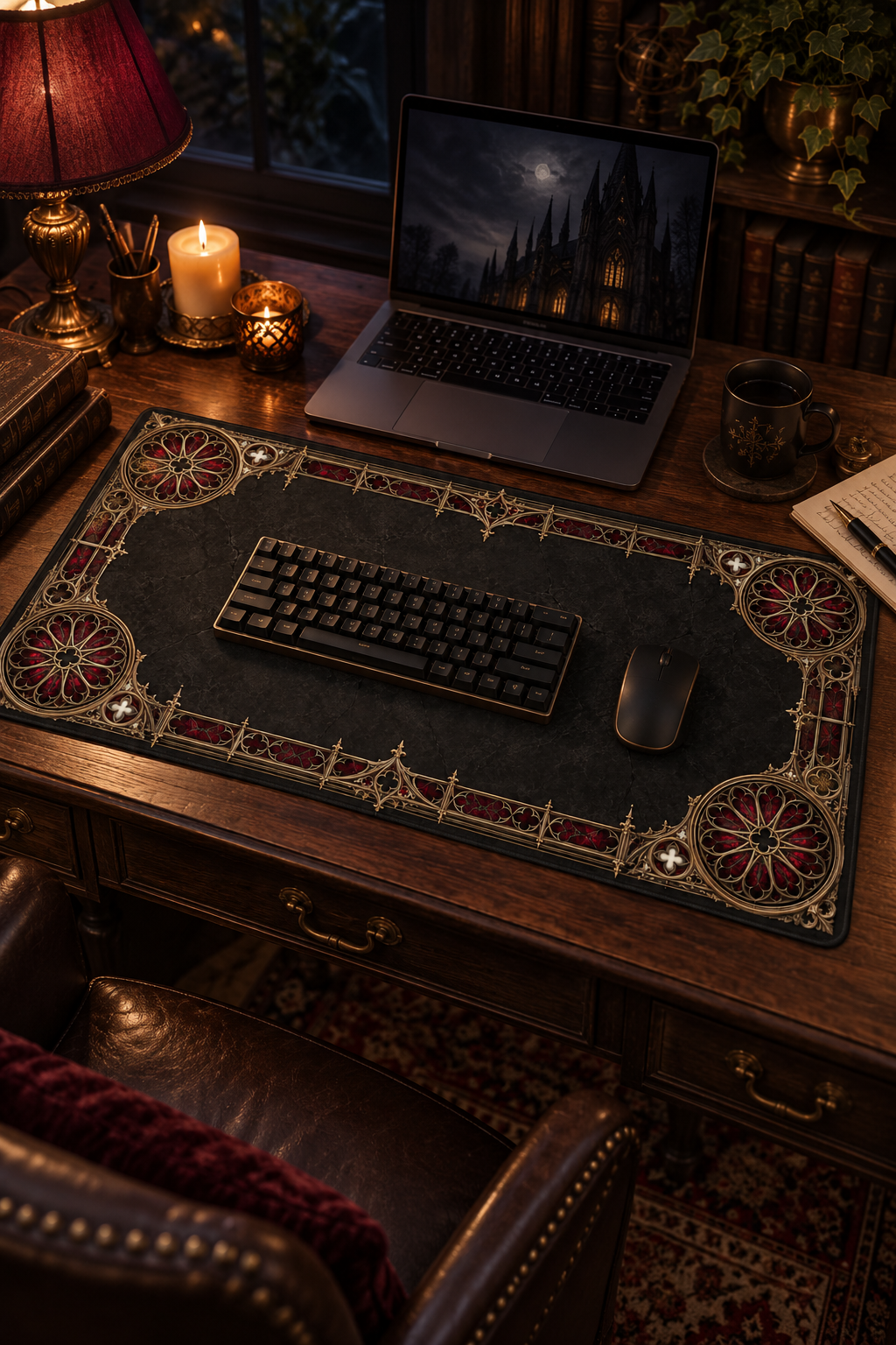Gothic Ornate Desk Mat – Dark Victorian Border Mouse Pad