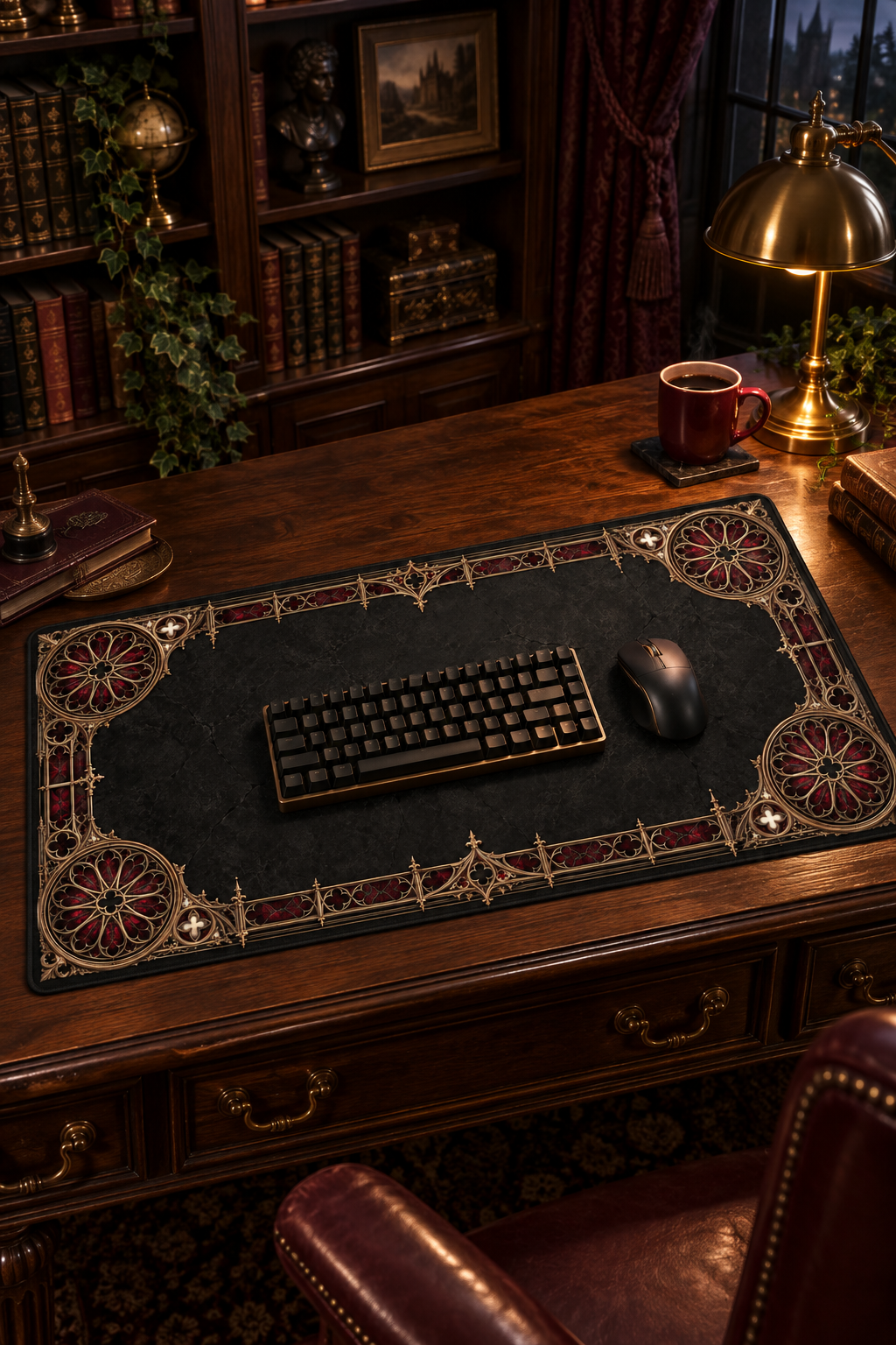 Gothic Ornate Desk Mat – Dark Victorian Border Mouse Pad