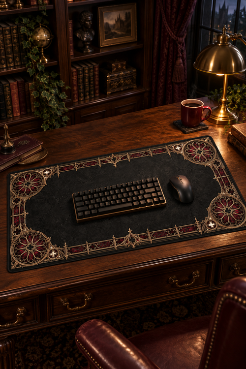 Gothic Ornate Desk Mat – Dark Victorian Border Mouse Pad