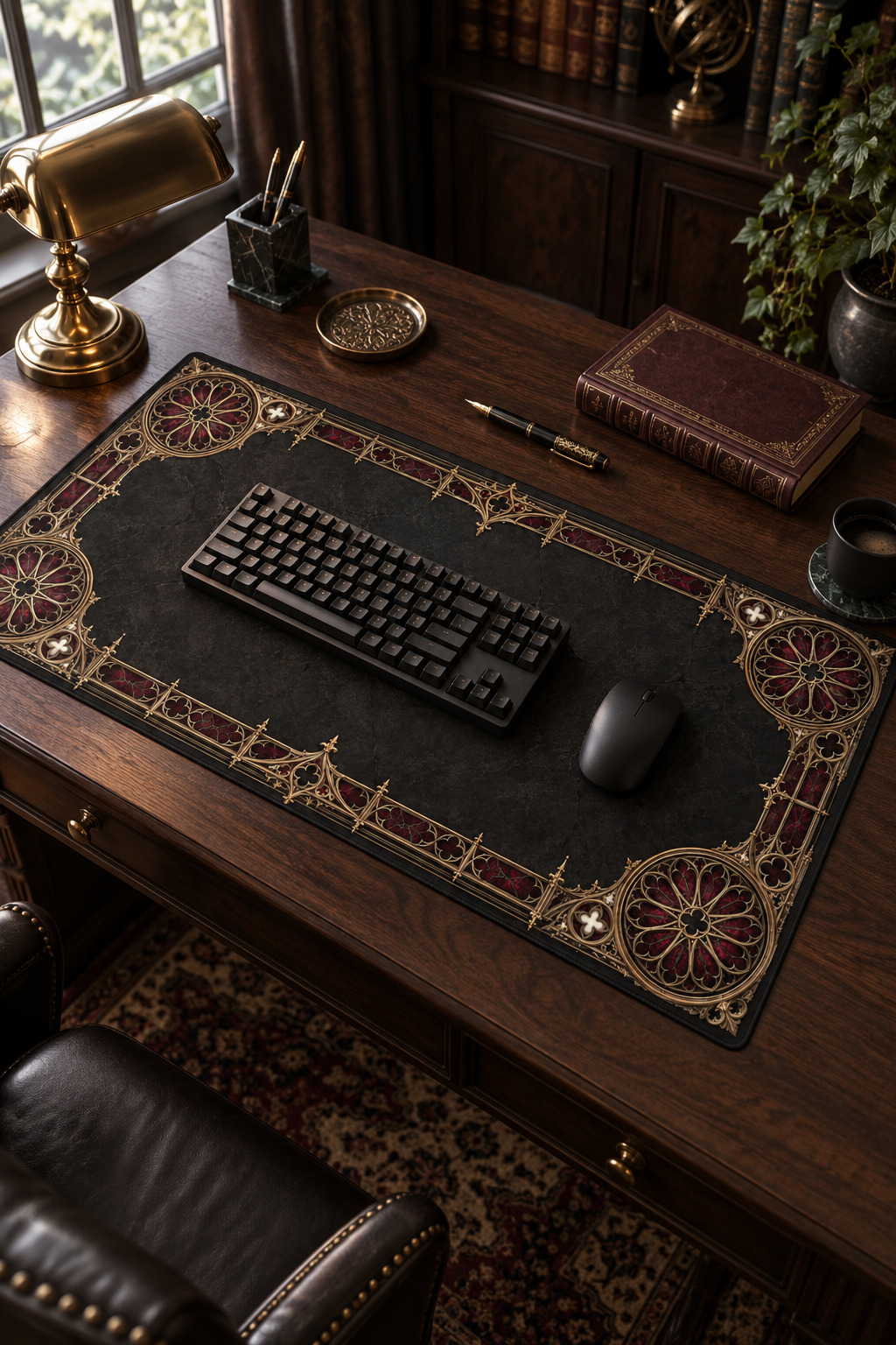 Gothic Ornate Desk Mat – Dark Victorian Border Mouse Pad