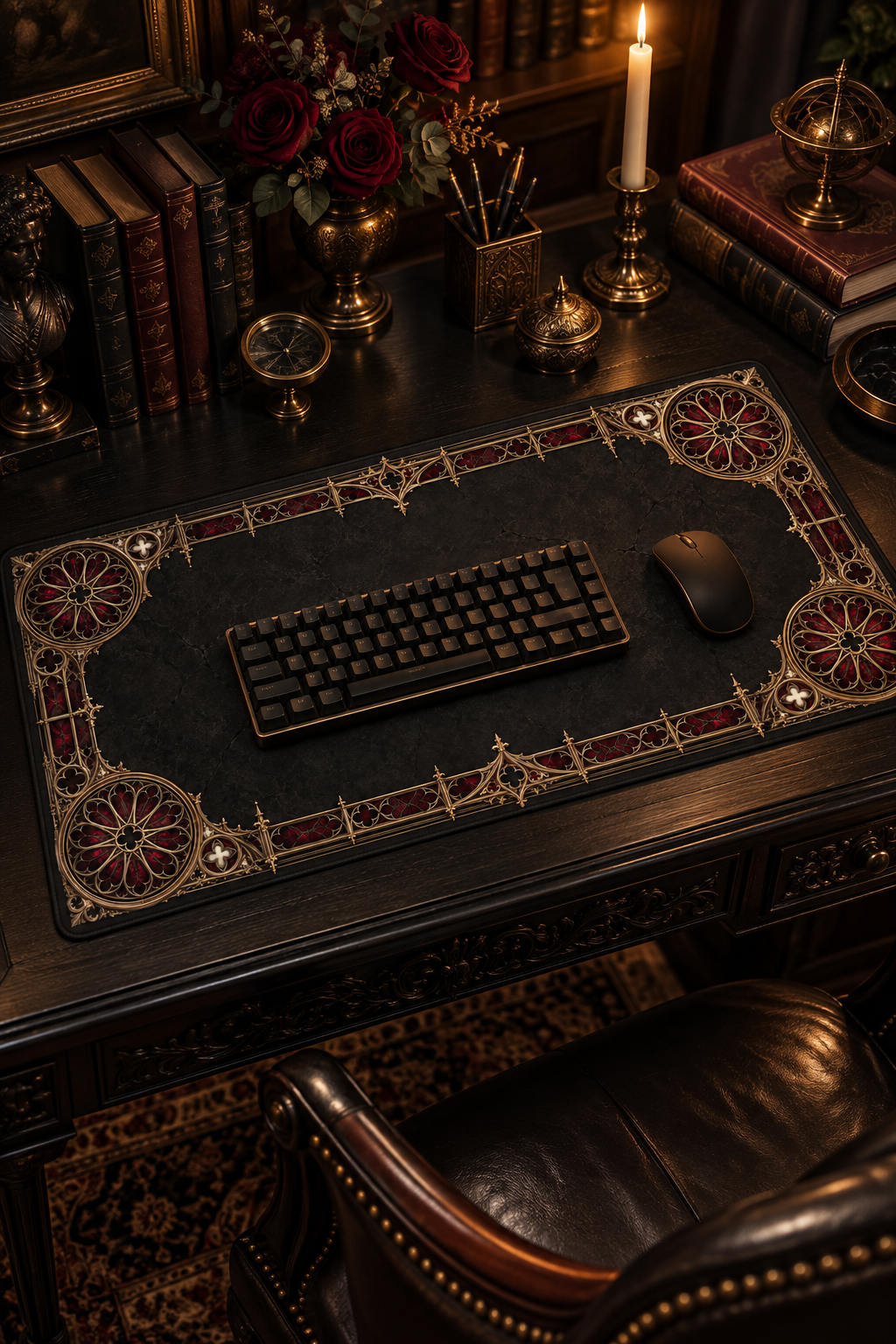Gothic Ornate Desk Mat – Dark Victorian Border Mouse Pad