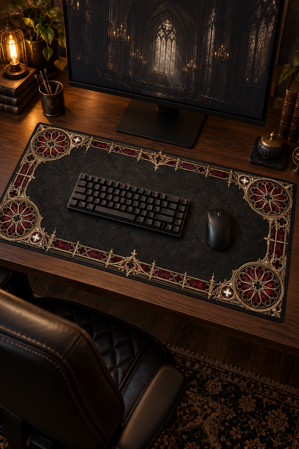 Gothic Ornate Desk Mat – Dark Victorian Border Mouse Pad