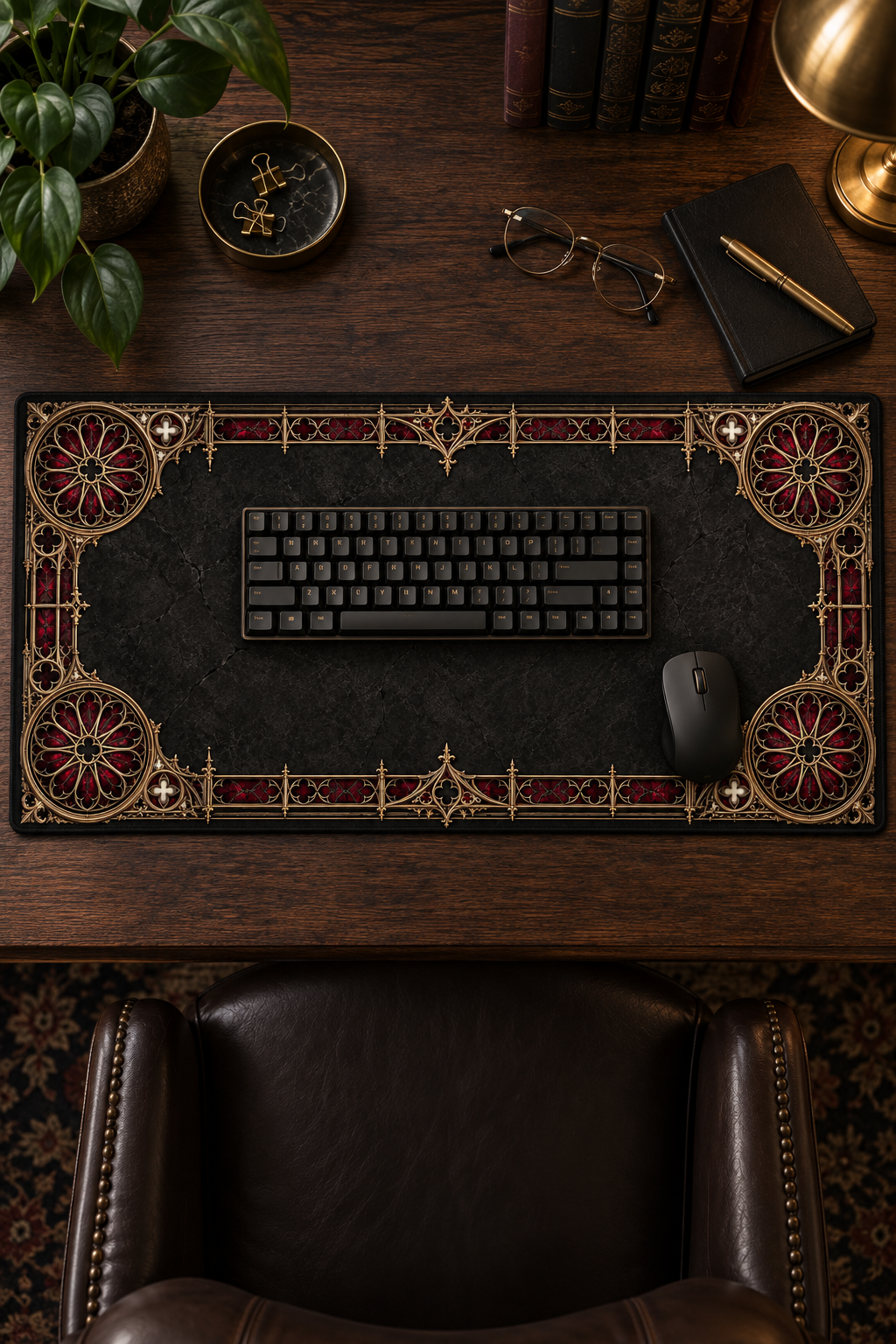 Gothic Ornate Desk Mat – Dark Victorian Border Mouse Pad