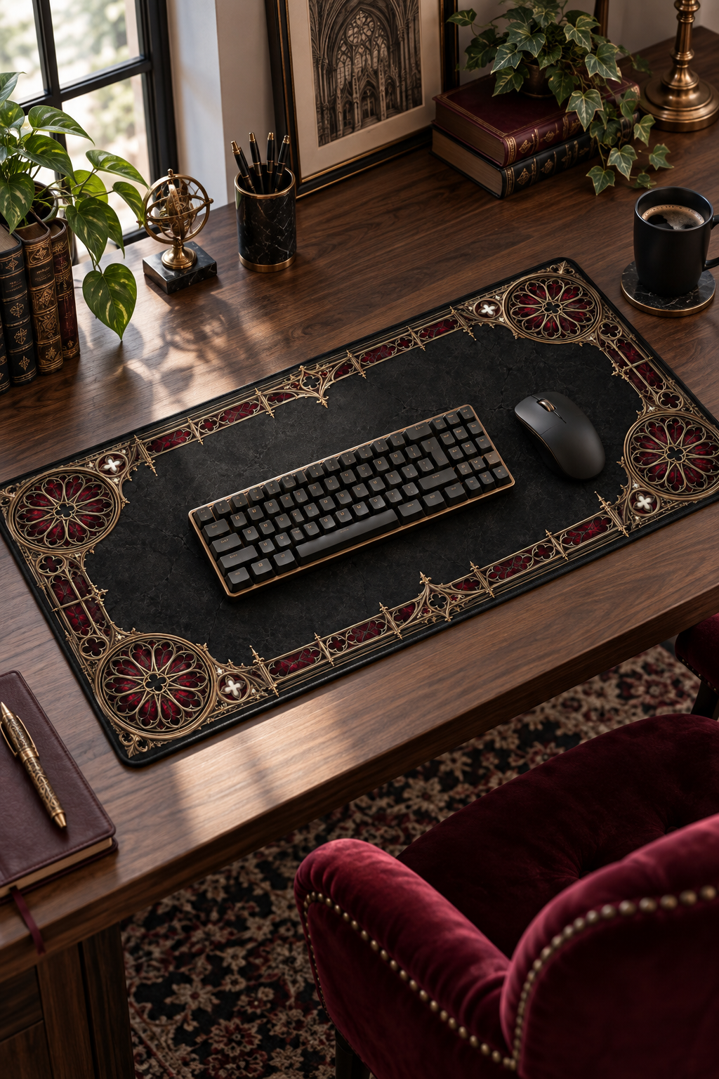 Gothic Ornate Desk Mat – Dark Victorian Border Mouse Pad