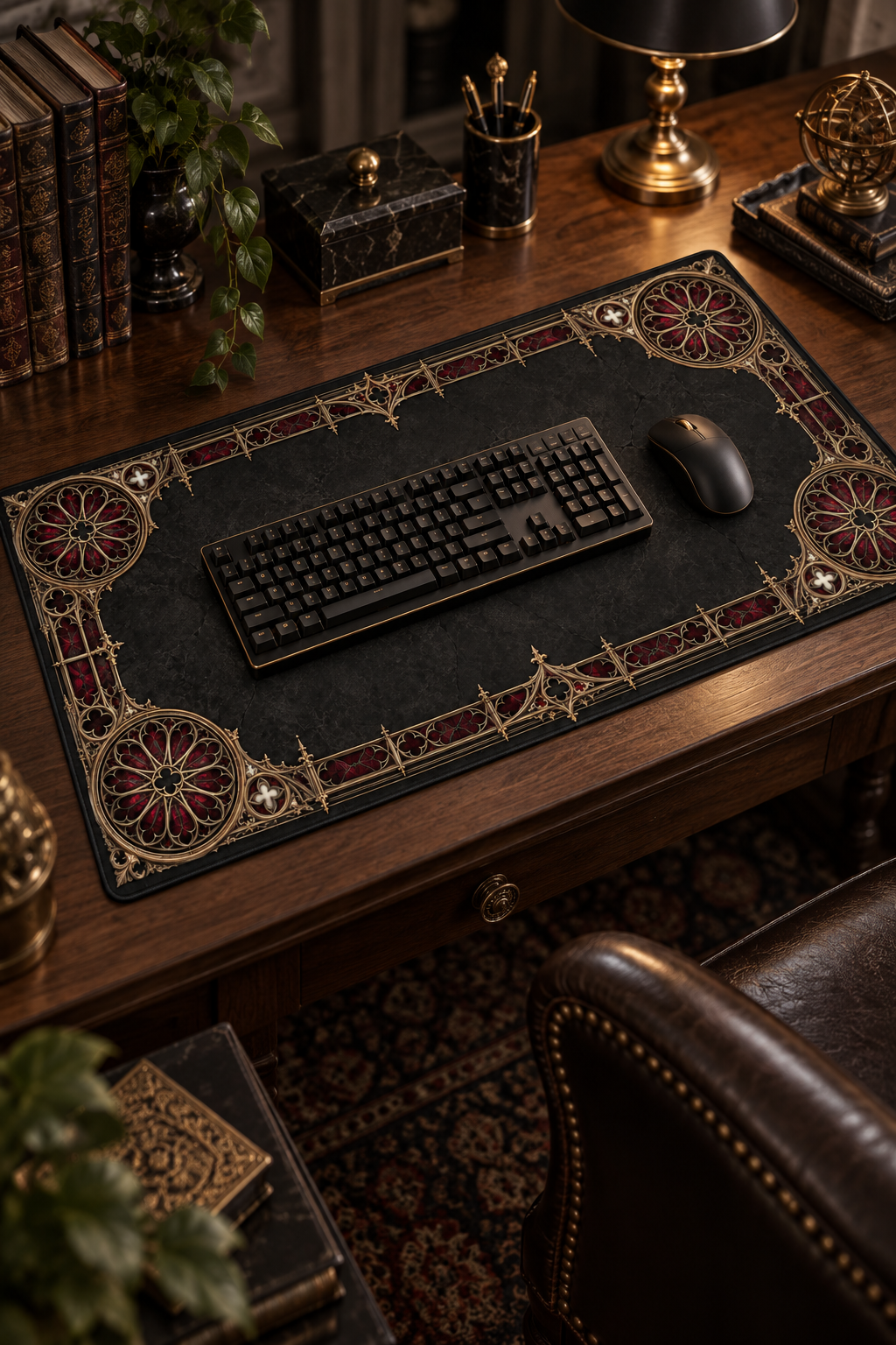 Gothic Ornate Desk Mat – Dark Victorian Border Mouse Pad