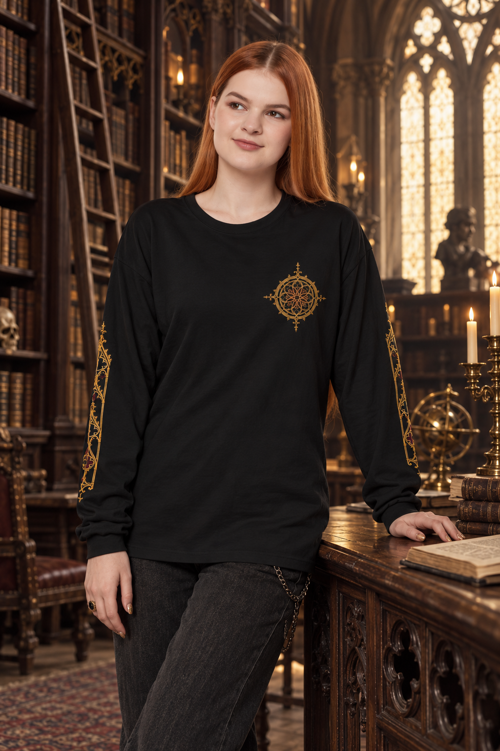 Ornate Compass Long Sleeve T-Shirt