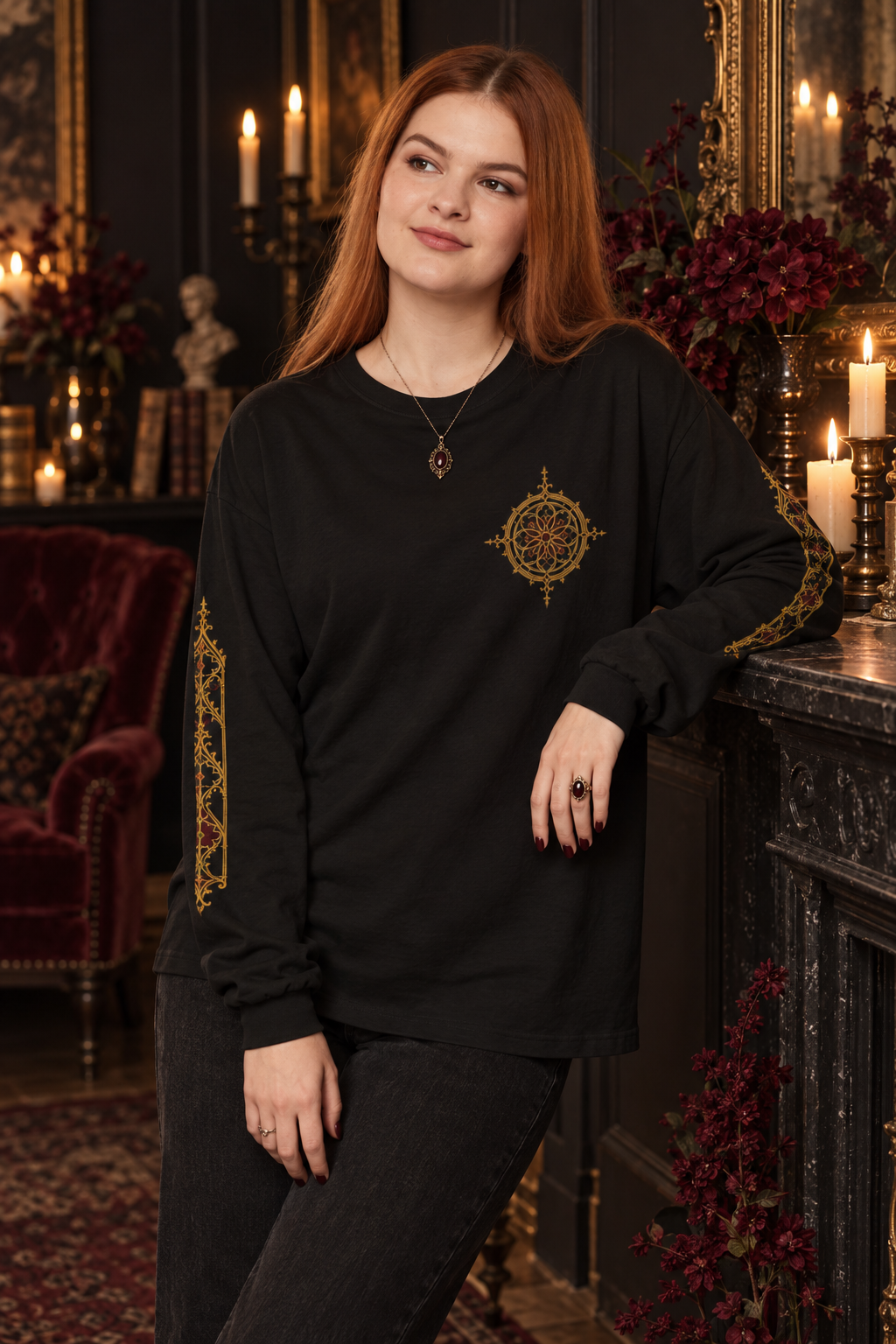 Ornate Compass Long Sleeve T-Shirt