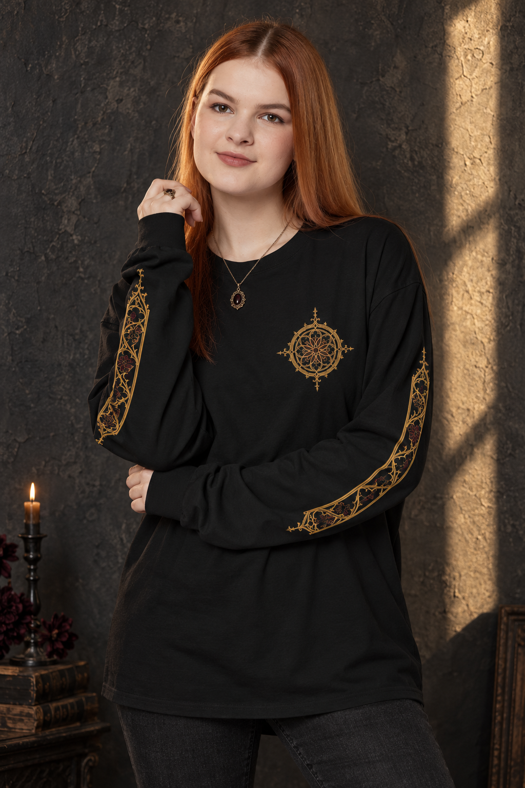 Ornate Compass Long Sleeve T-Shirt