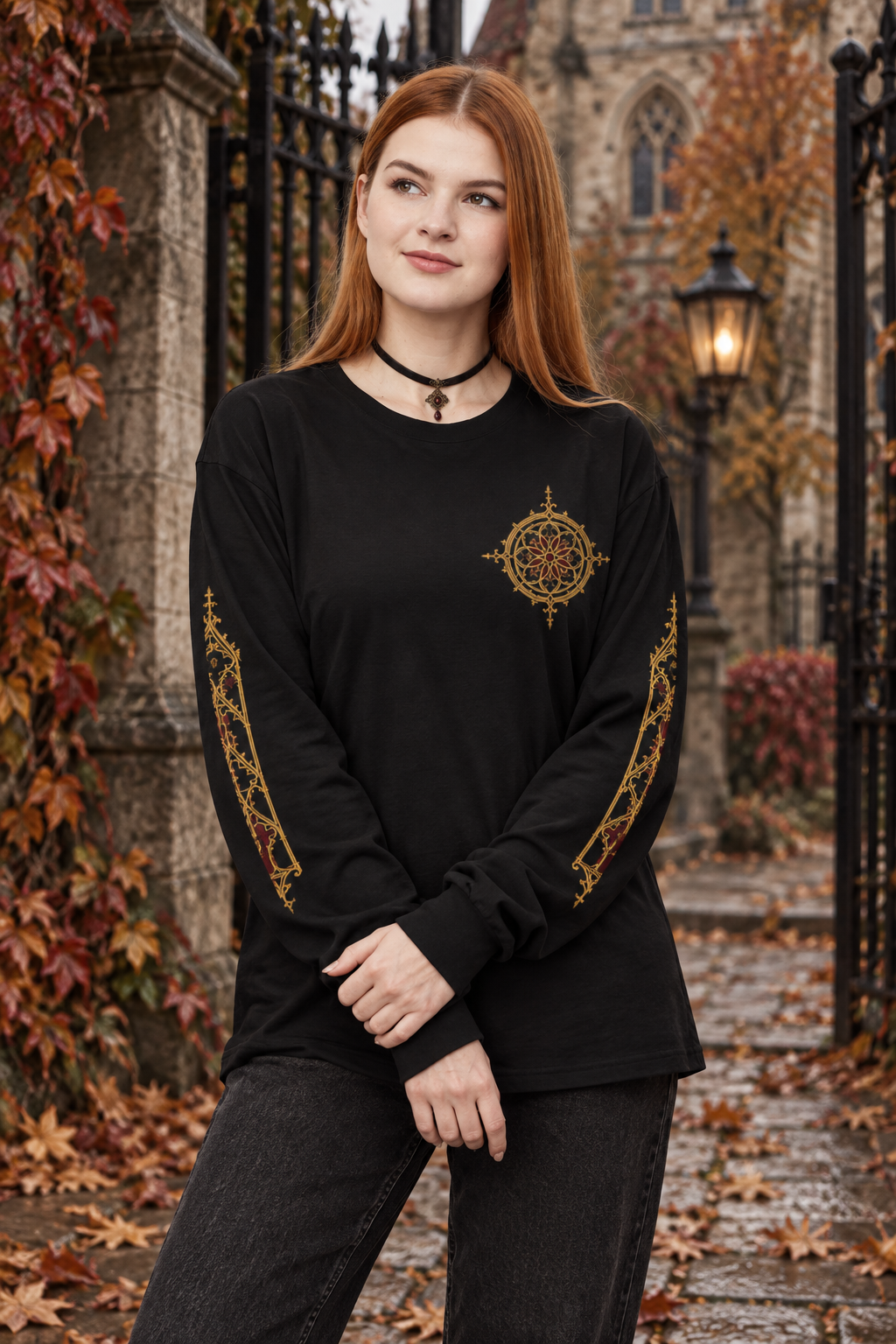 Ornate Compass Long Sleeve T-Shirt