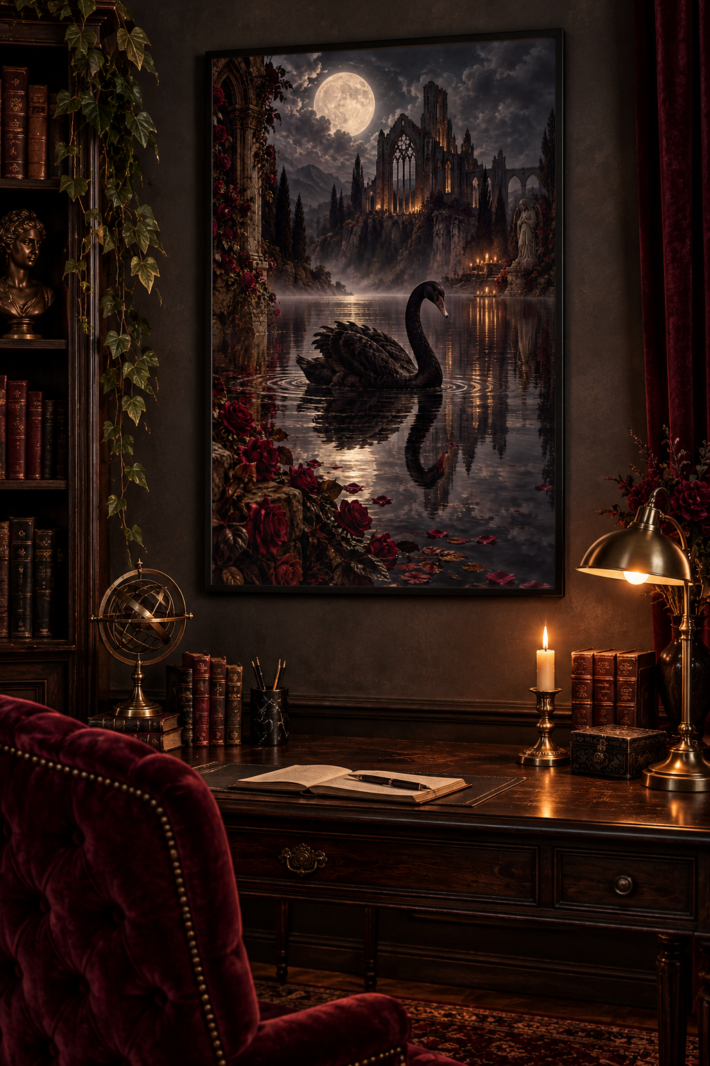Gothic Dark Art Rolled Poster – Victorian & Ornate Wall Décor Print for Moody Home Interiors