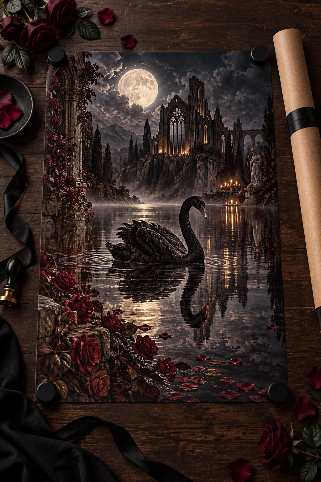 Gothic Dark Art Rolled Poster – Victorian & Ornate Wall Décor Print for Moody Home Interiors