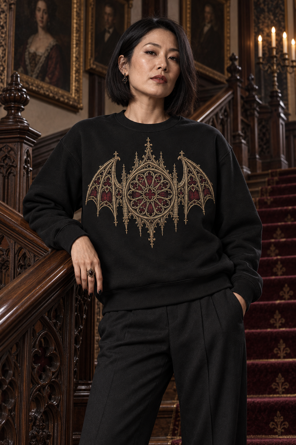 The Nocturne Shroud | Gothic Crewneck Sweatshirt – Dark Victorian House Apparel